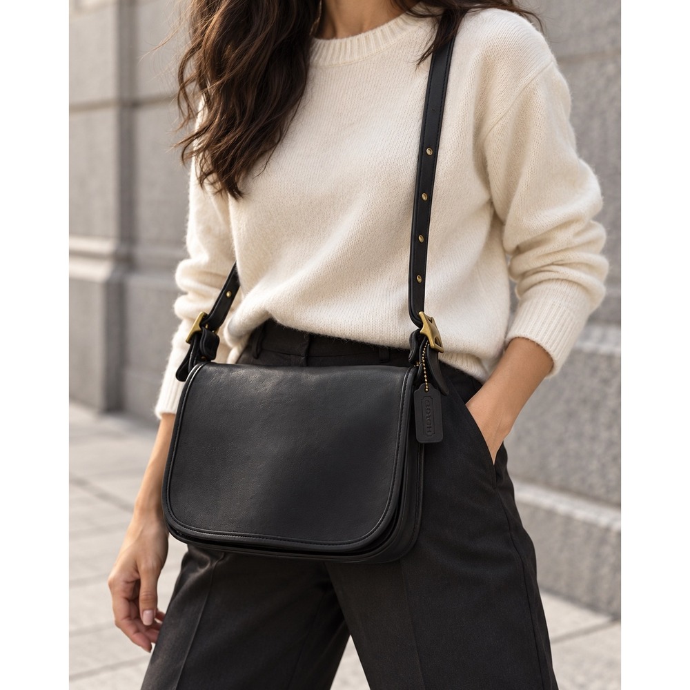 Vintage Coach 9951 Patricia's Legacy Black Leather Crossbody Bag